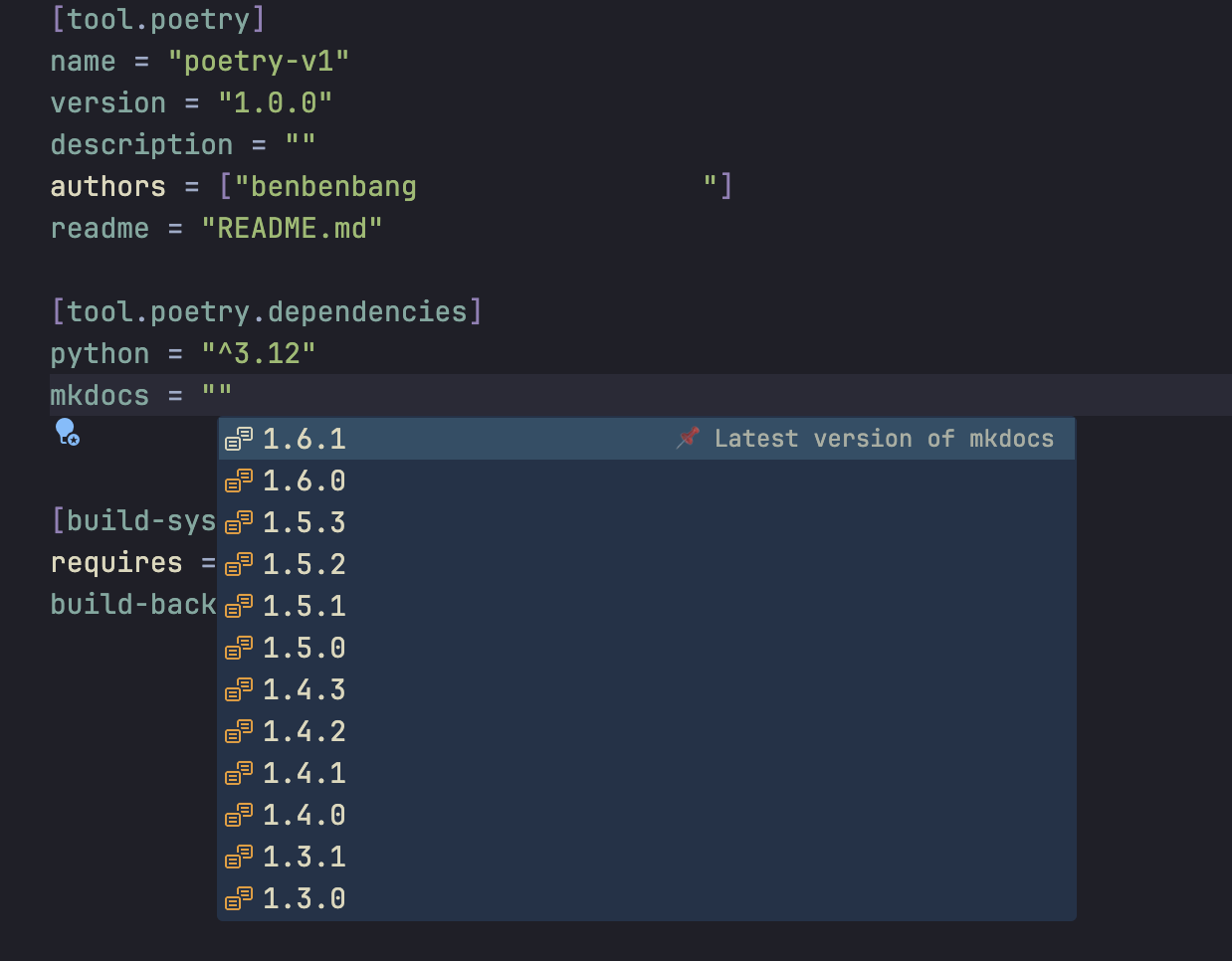 Poetry v1 Version Management